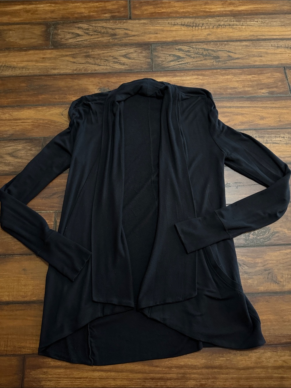 Athleta Black Open-Front Lightweight Cardigan With Pockets